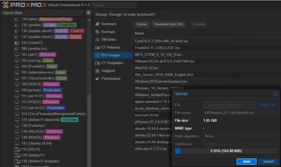 Upload ISO to Proxmox VE