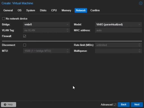 Set up network interface in proxmox ve